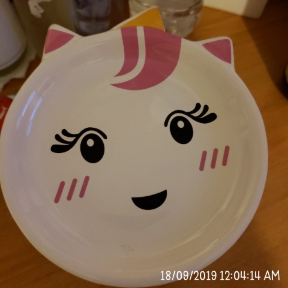 Unicorn kitty ceramic trinket tray dish